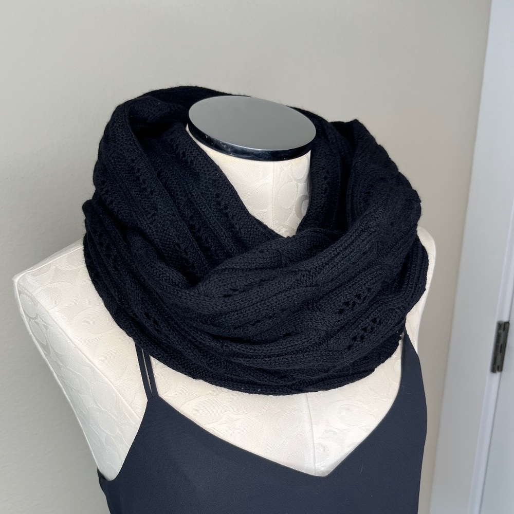 Celeste Black Wool Cashmere Blend Infinity Scarf